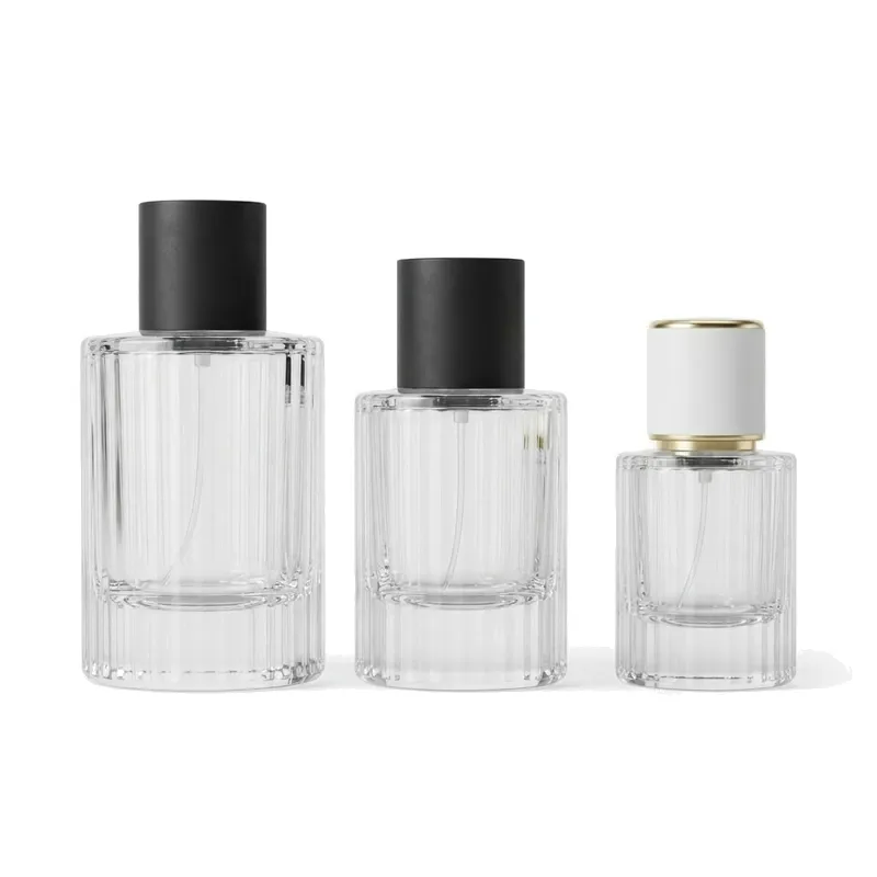 fluted rect glass perfume bottles set