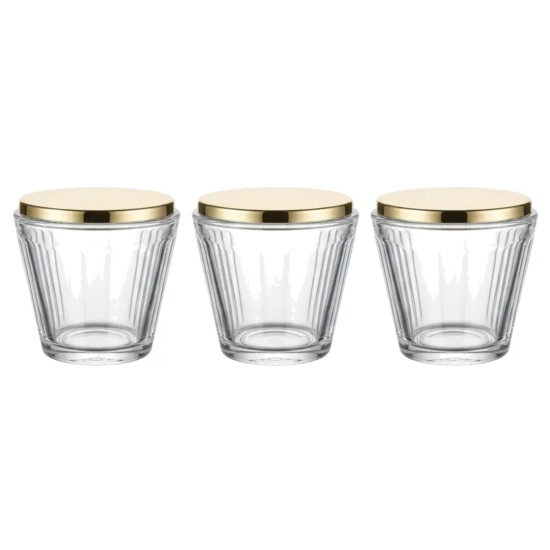 fluted glass vessels gold rim set
