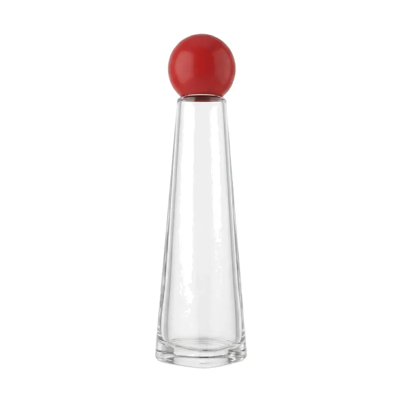 cone glass perfume bottle red ball cap