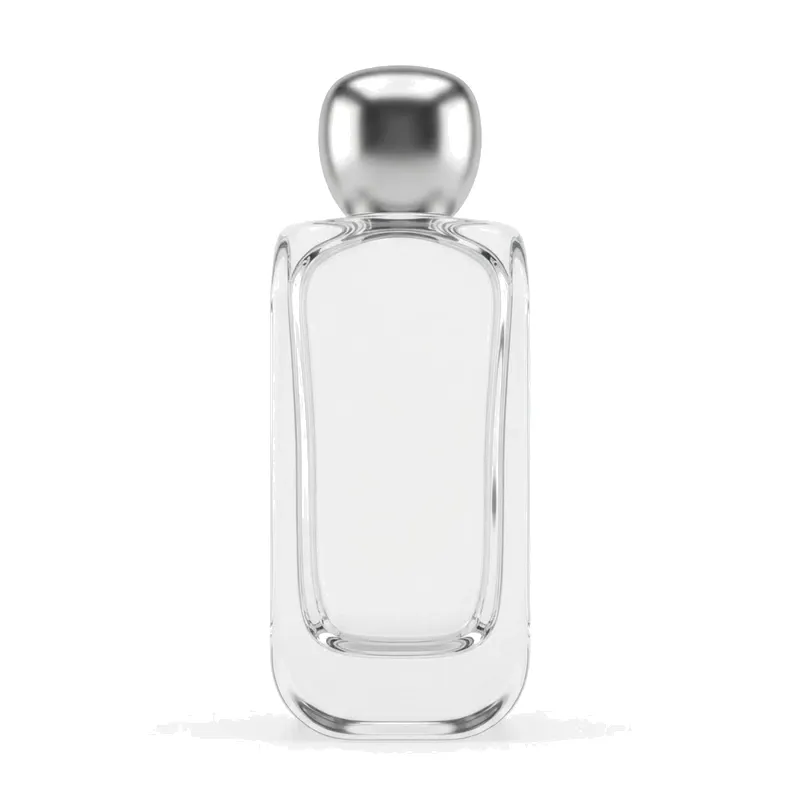 small rect glass perfume bottle silver ball
