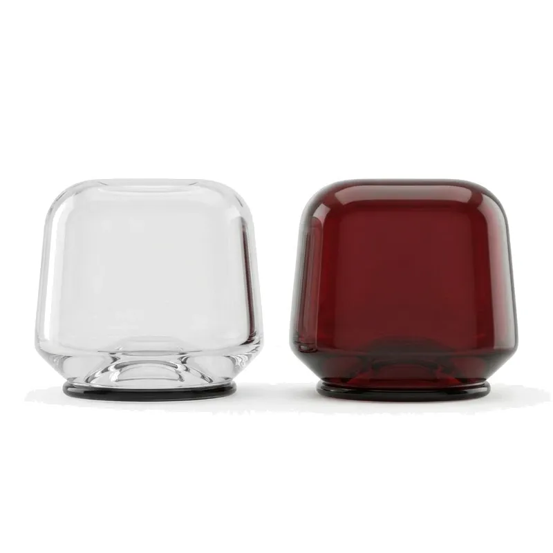 cushion glass perfume bottles clear burgundy pair