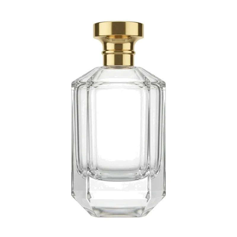 hexagon glass perfume bottle gold cap