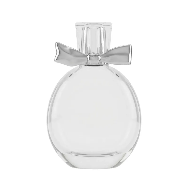 round glass perfume bottle bow cap