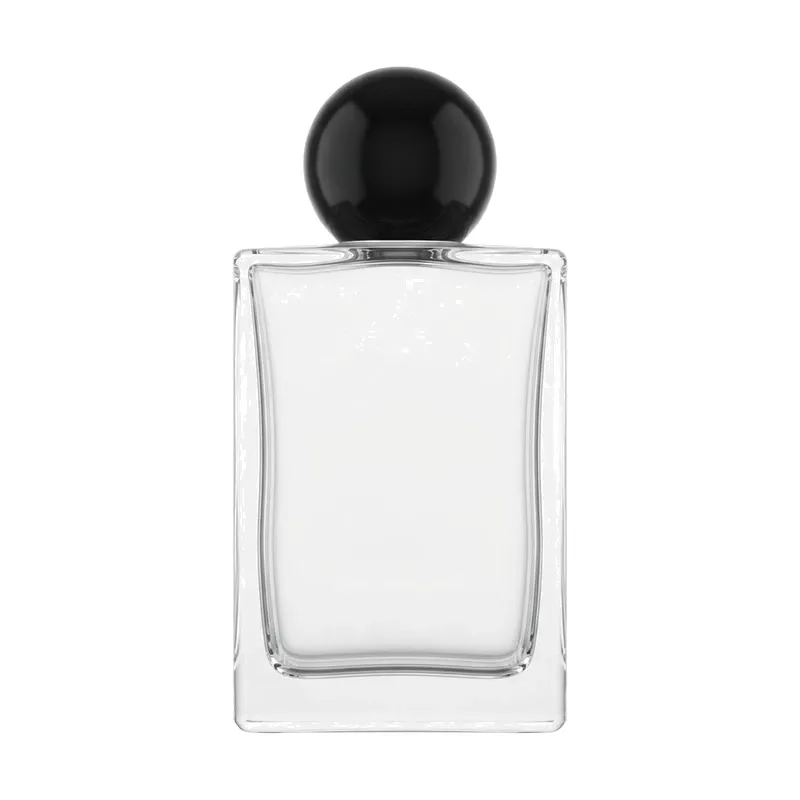square glass perfume bottle black ball