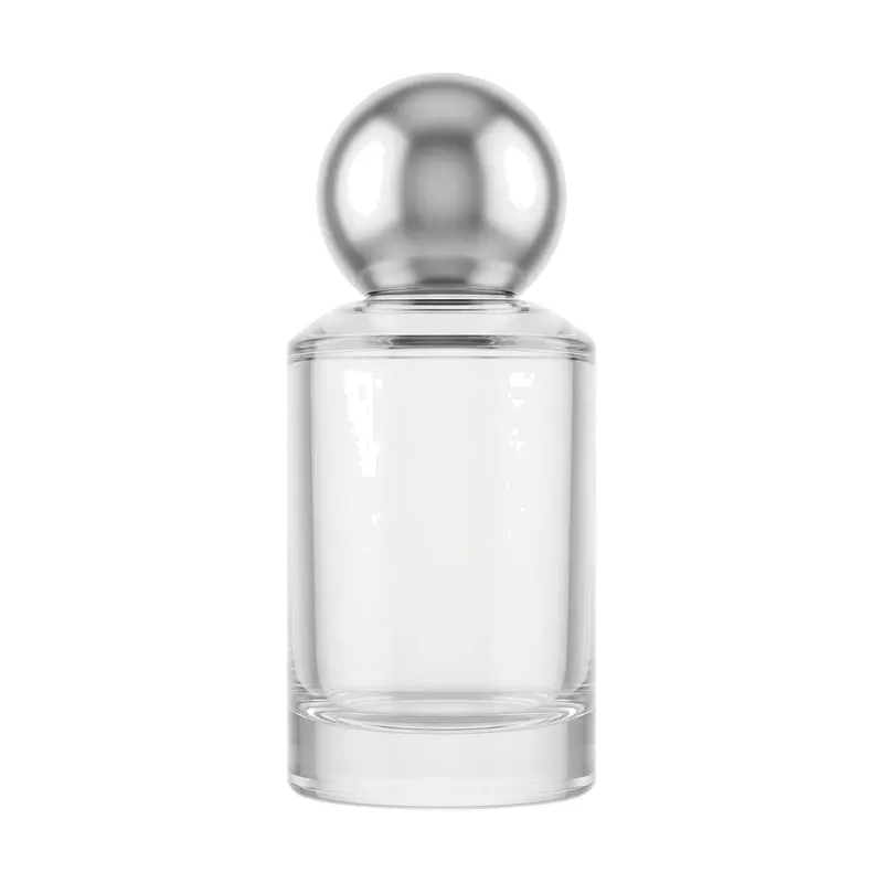 round shoulder glass perfume bottle silver ball