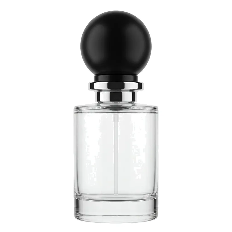 cylinder glass perfume bottle big black ball