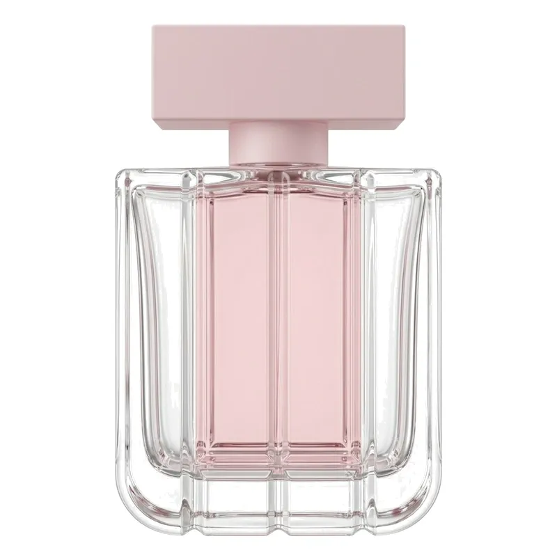 square glass perfume bottle pink panel