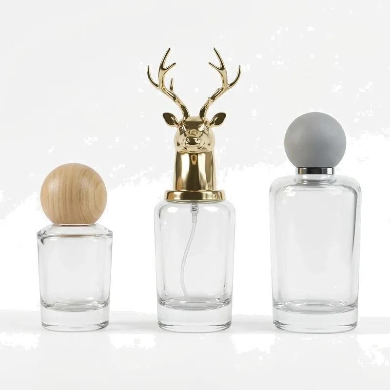 glass perfume bottle set deer cap