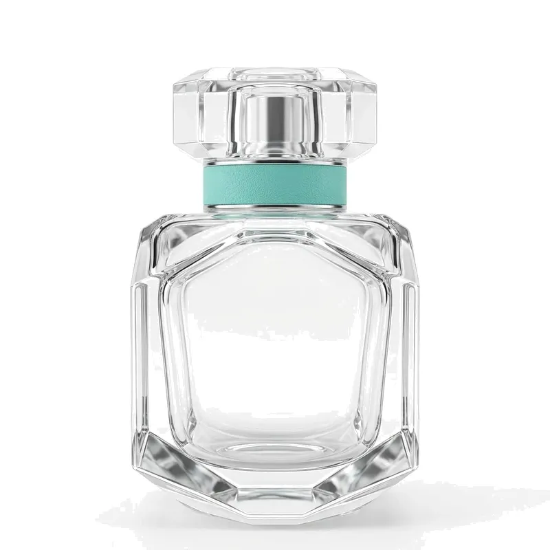 octagon glass perfume bottle crystal cap