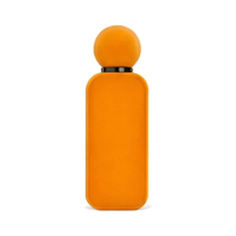 50ml orange glass perfume bottle, model XB080, 15mm crimp-on neck - front view on pure white background