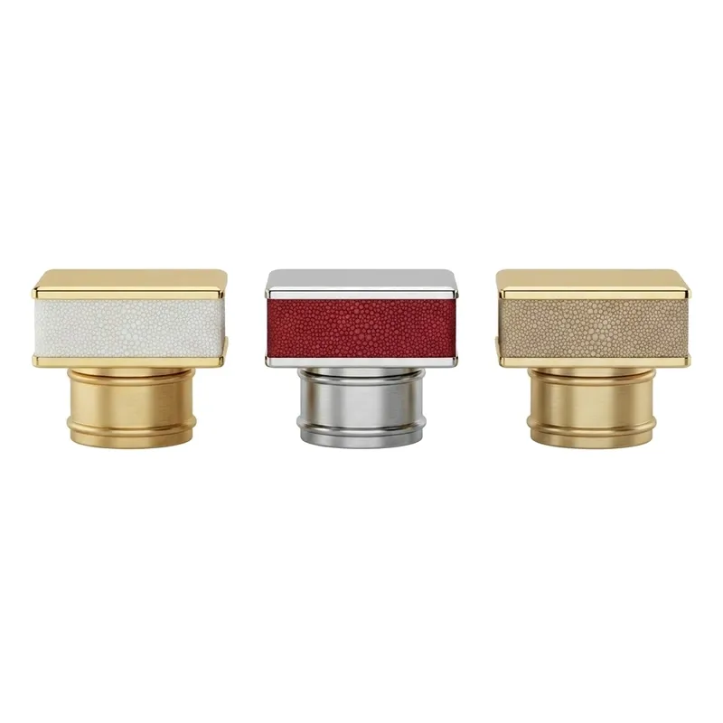 square perfume caps white red silver set