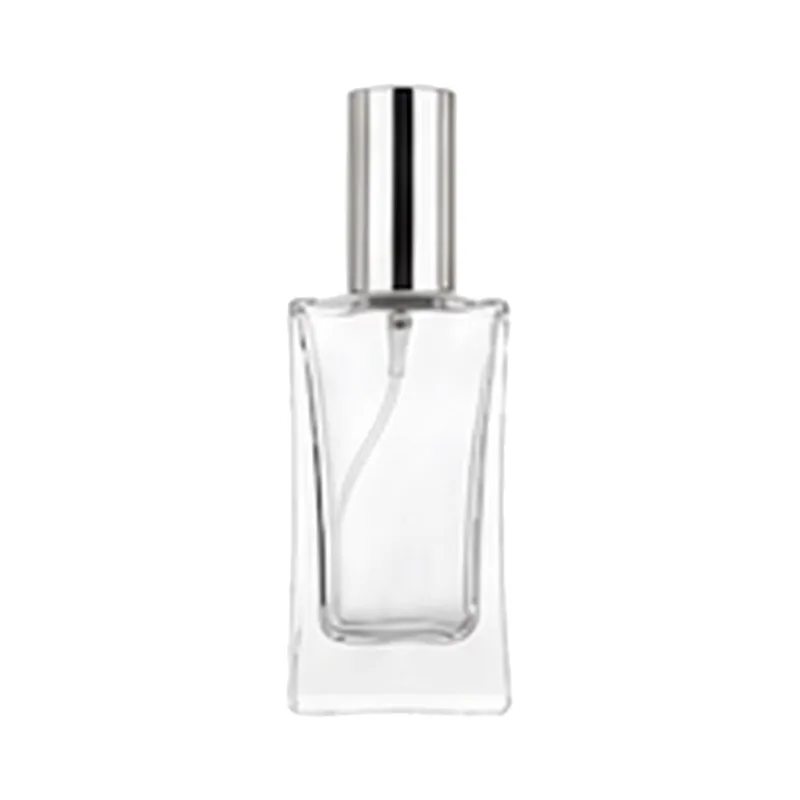 30ml clear glass perfume bottle, model DU-8, 18mm screw neck - front view on pure white background