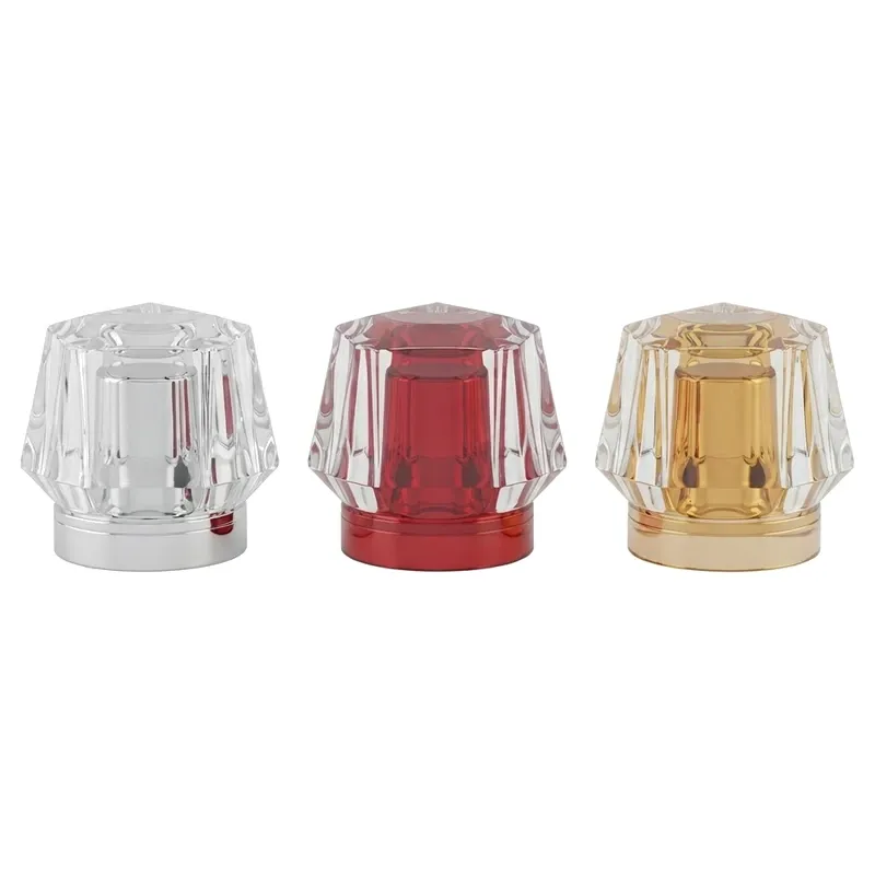 faceted perfume caps red gold set