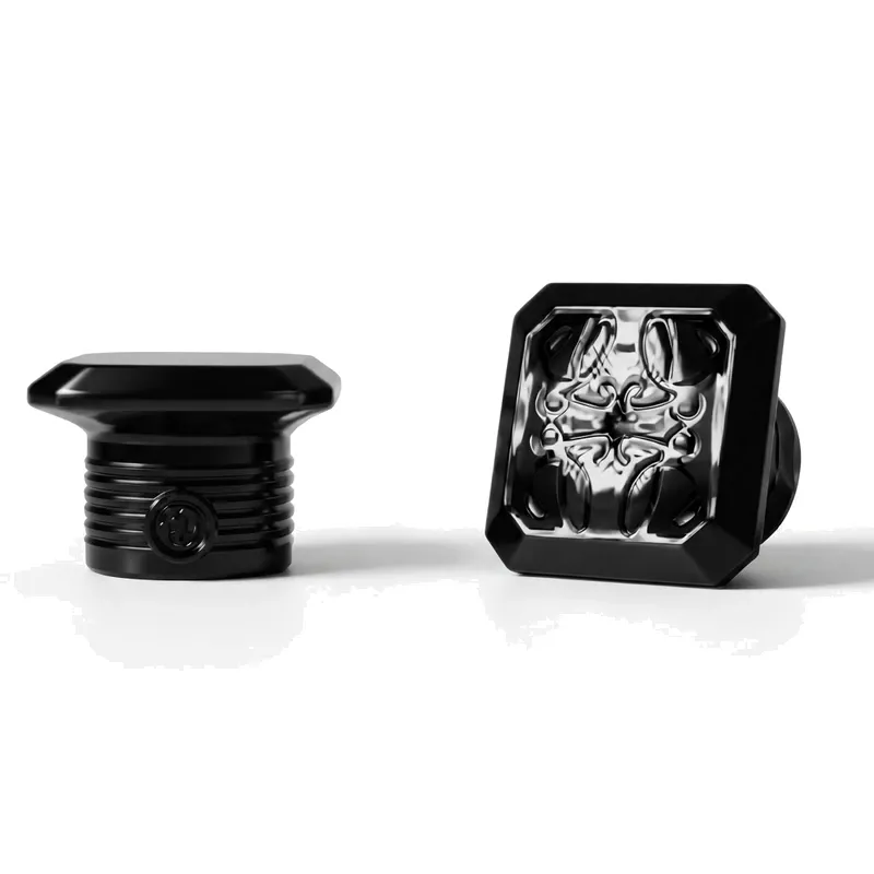 black square perfume caps ornament pair