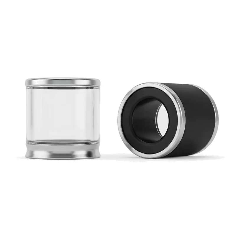 clear glass cylinder black cap