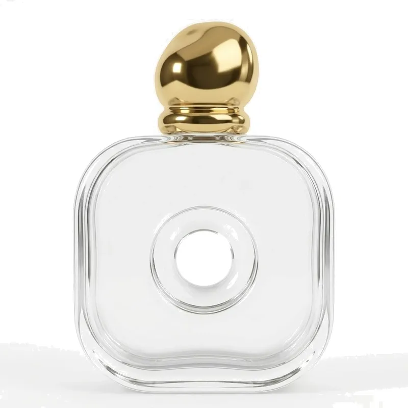 rounded square glass perfume bottle gold ball