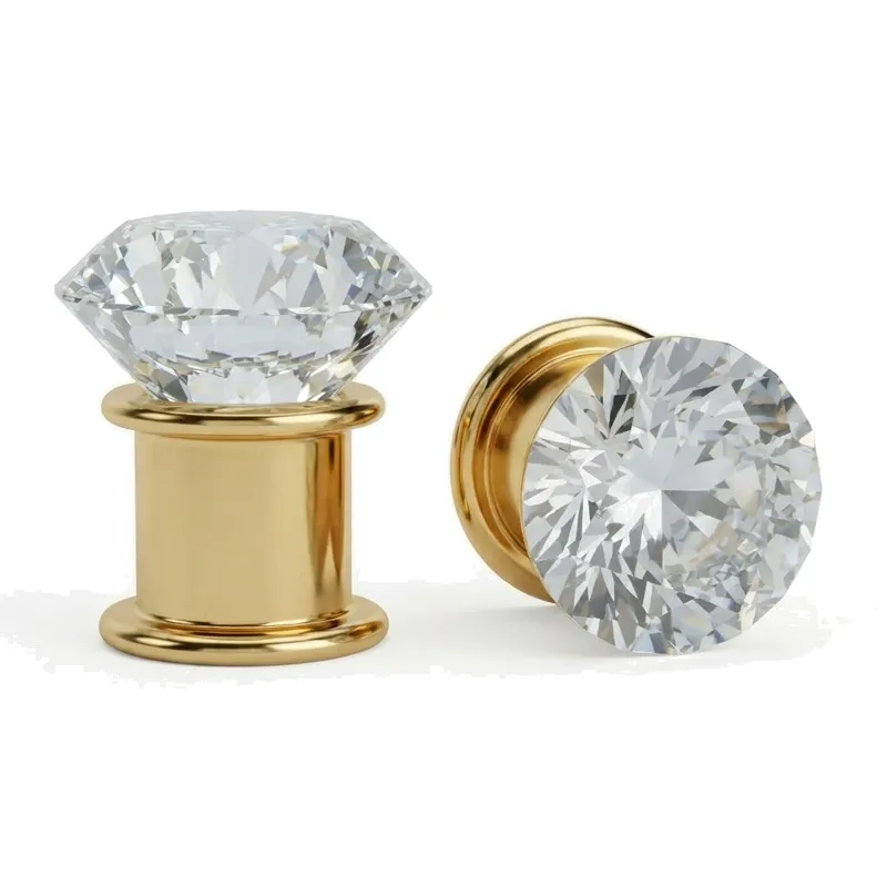 diamond crystal perfume caps gold pair