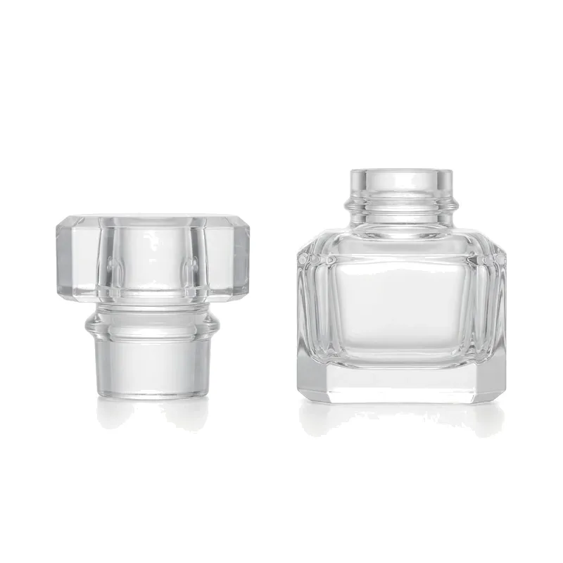 square glass perfume bottle with stopper