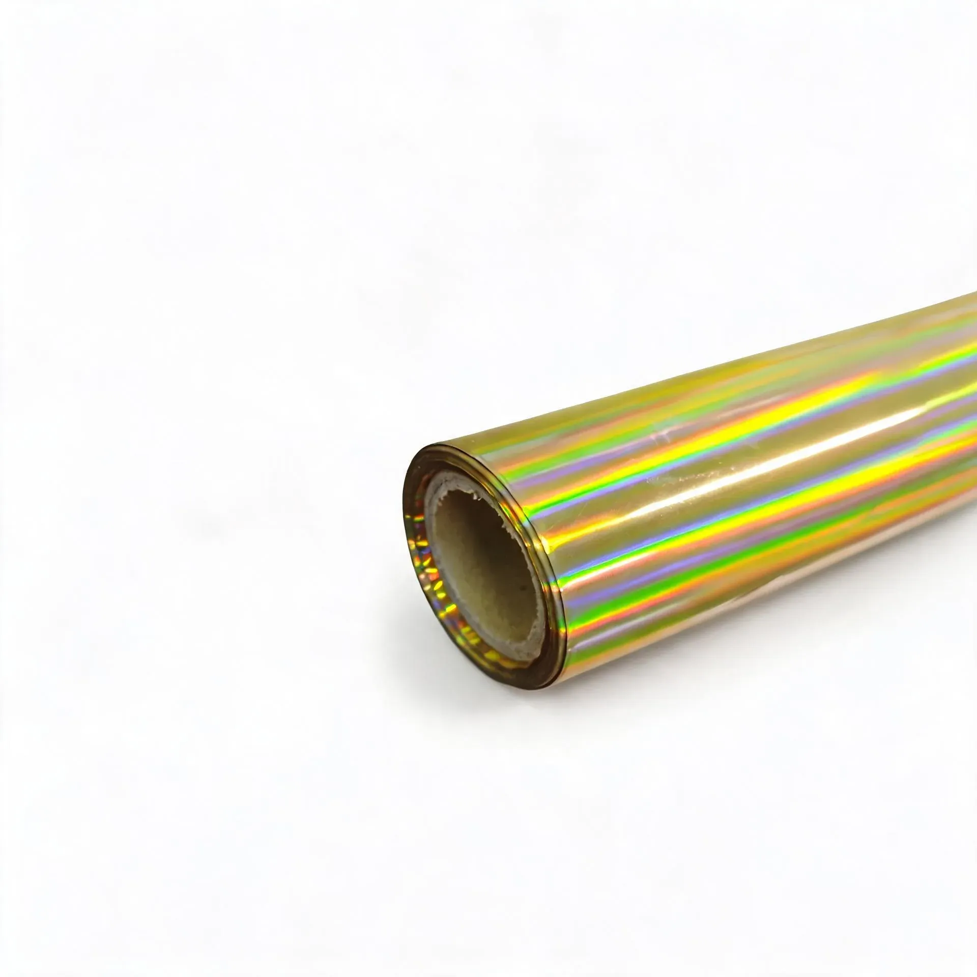 Holographic gold hot stamping foil roll with rainbow reflections