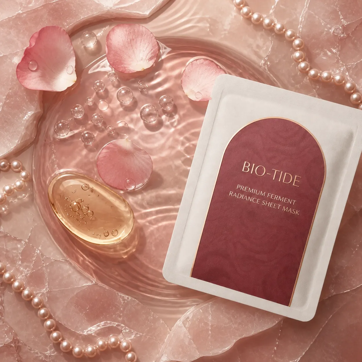 PREMIUM FERMENT RADIANCE SHEET MASK rose water and ferment concept