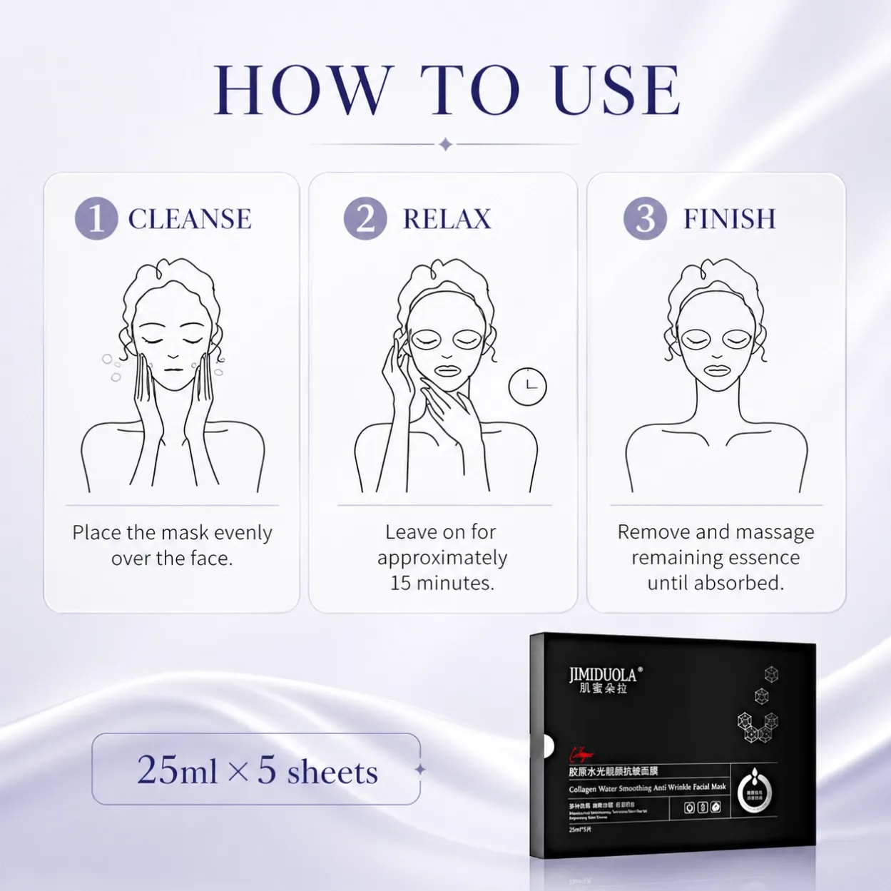 JIMIDUOLA sheet mask three-step directions