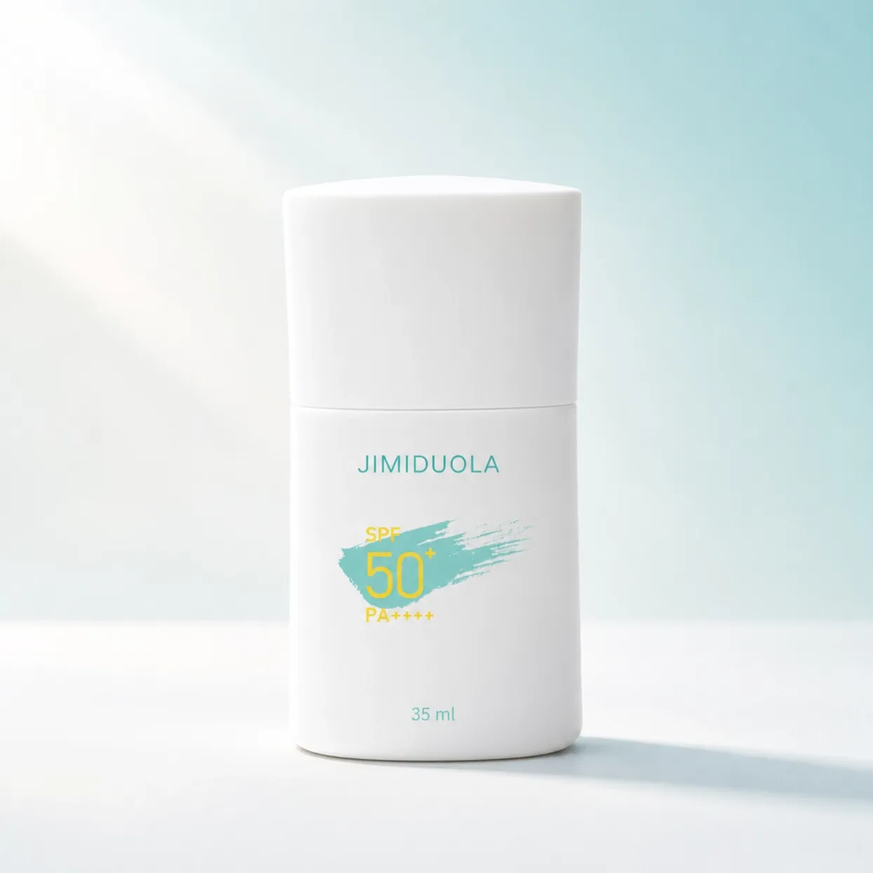 JIMIDUOLA SPF50+ PA++++ 35ml essence sunscreen lotion in a clean aqua studio