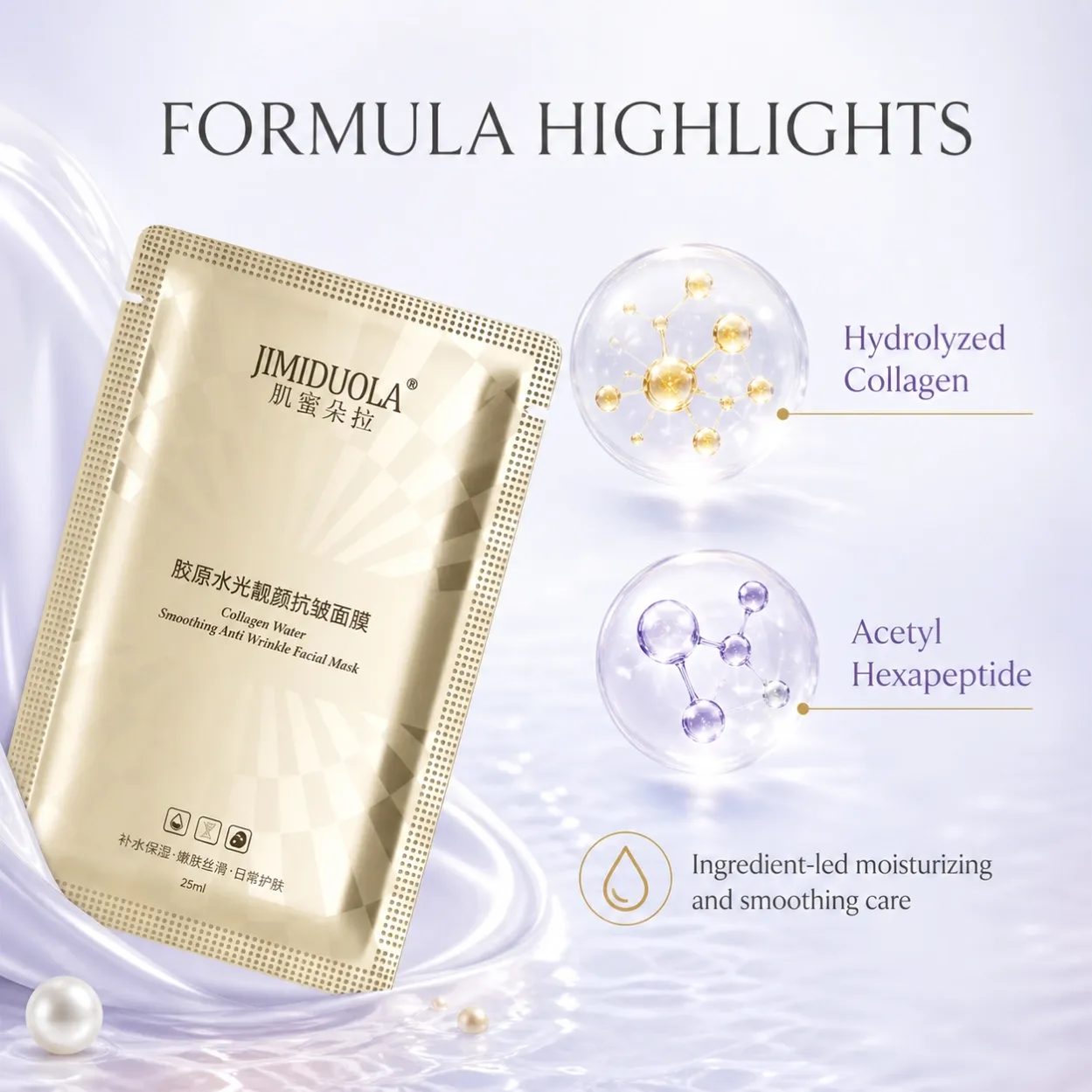 Hydrolyzed collagen and acetyl hexapeptide formula highlights