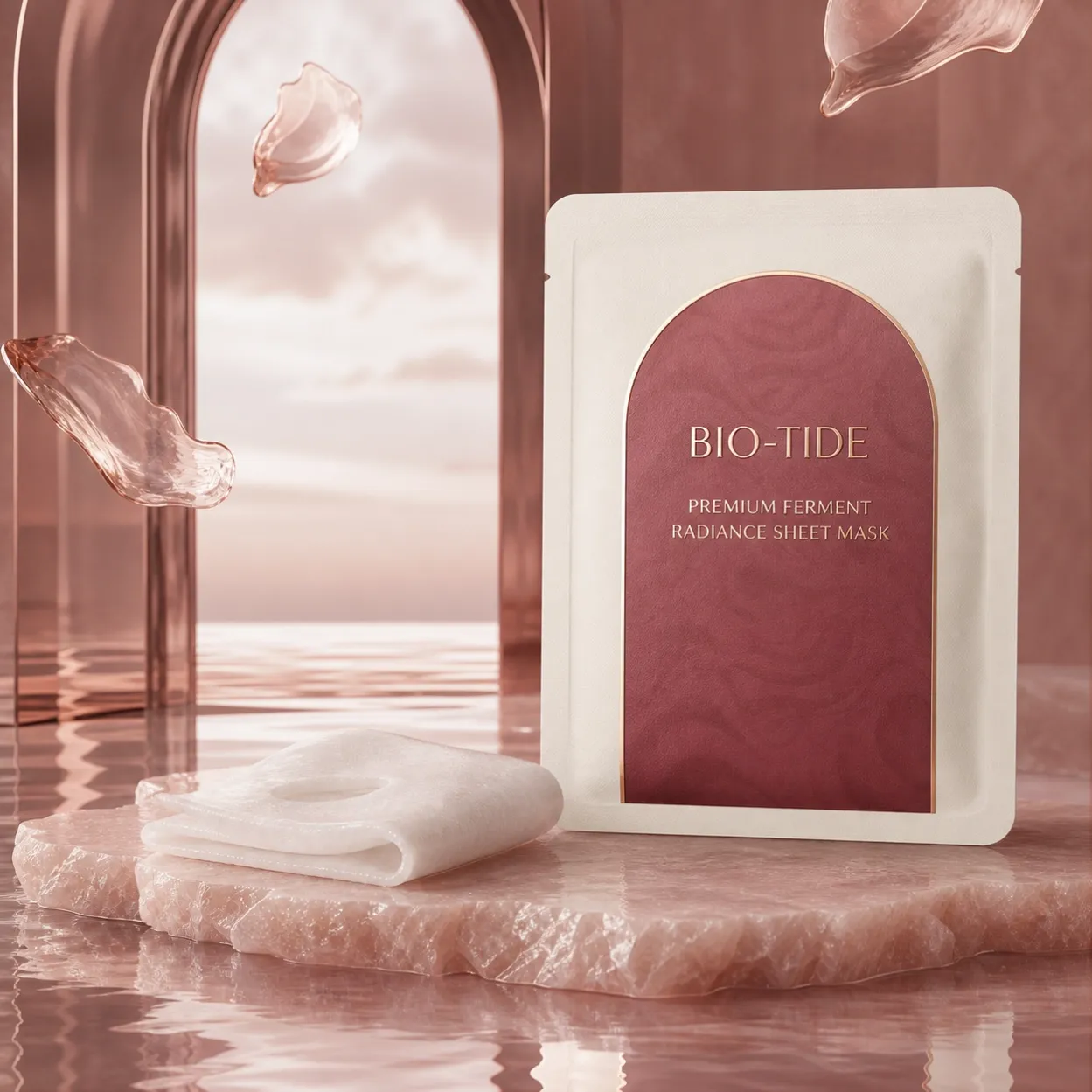PREMIUM FERMENT RADIANCE SHEET MASK sachet and folded facial sheet