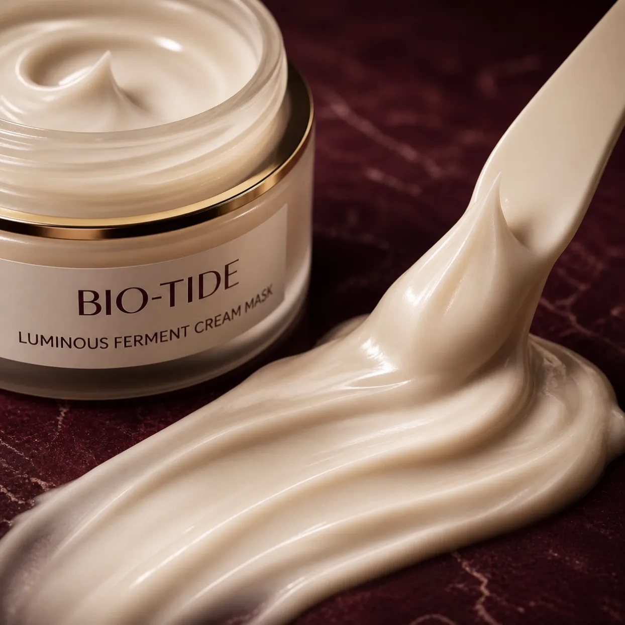 LUMINOUS FERMENT CREAM MASK cream texture and spatula