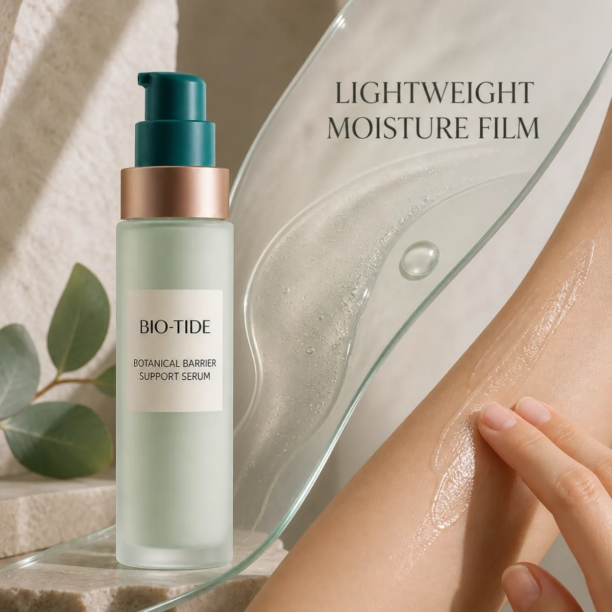 BOTANICAL BARRIER SUPPORT SERUM lightweight serum texture and moisture-film concept