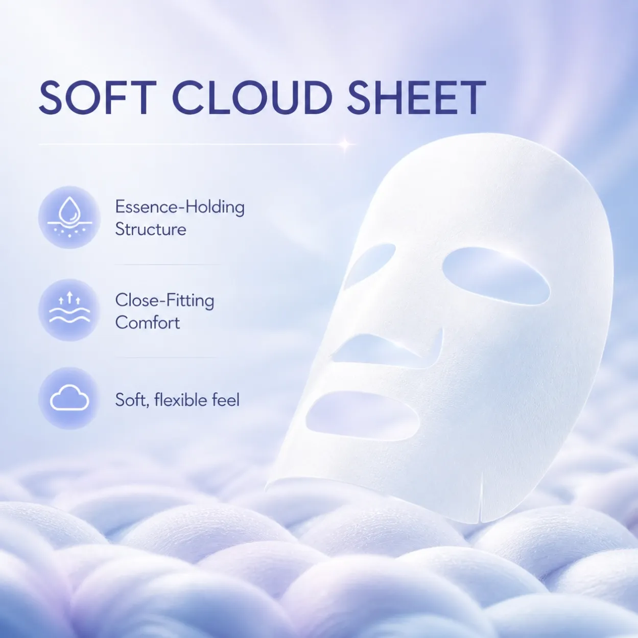 Soft cloud sheet mask material and close-fitting comfort