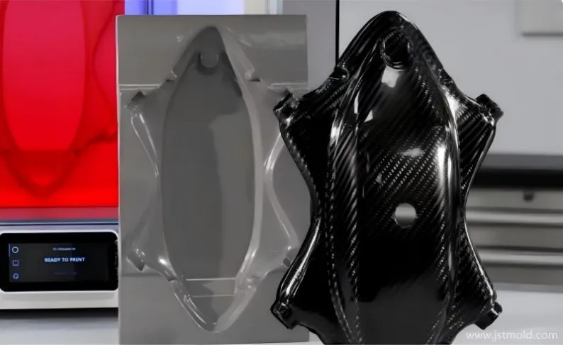 Close-up of fiber orientation in an injection molded interior part