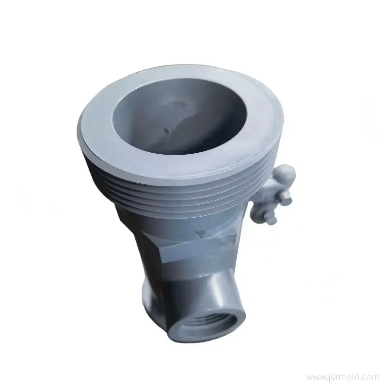 PVC injection molded technical part trial sample with runner attached