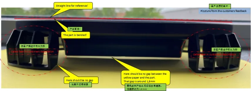 1.8mm bowing warpage defect analysis on PA6-GF10 composite part