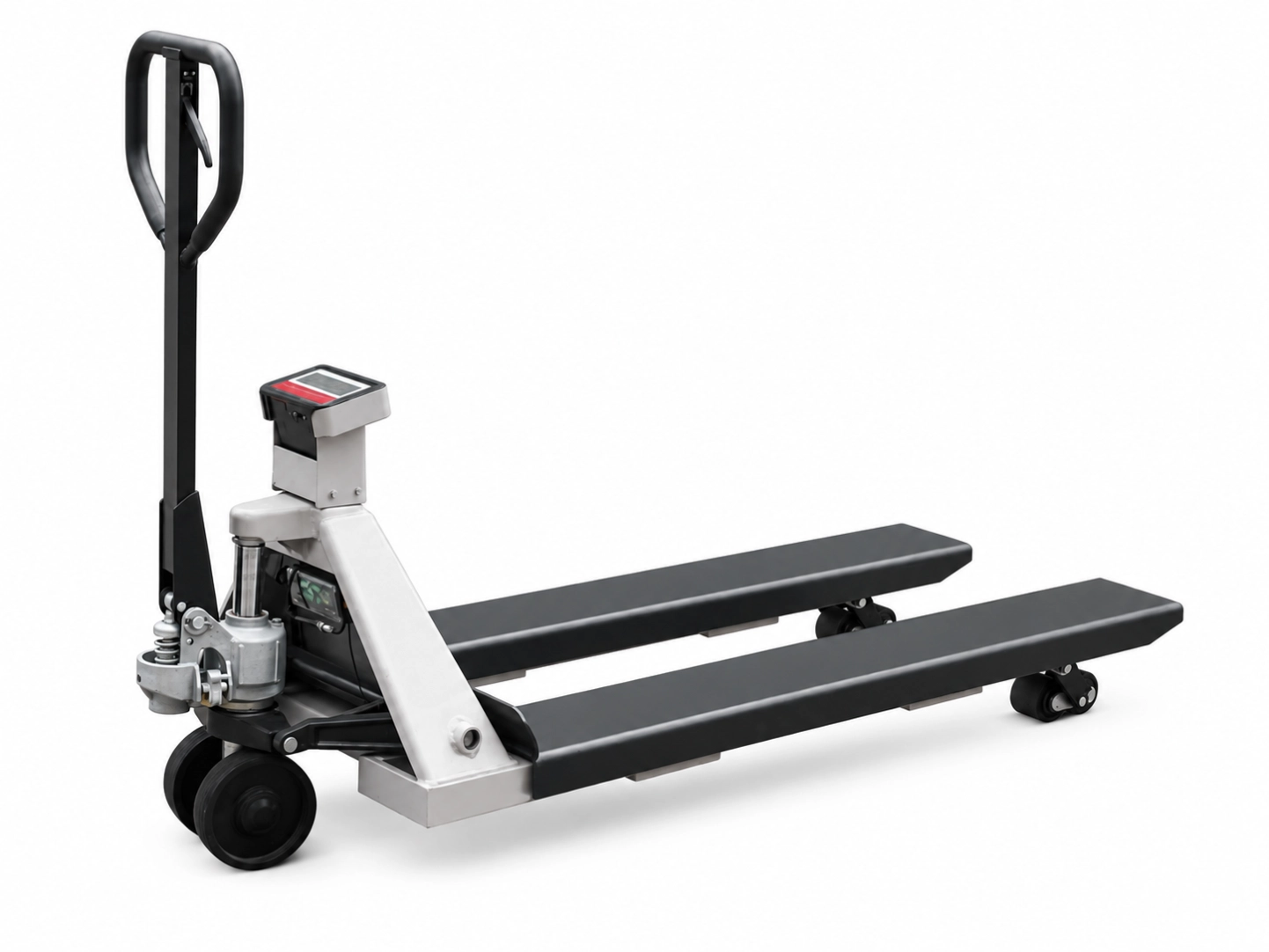 Heavy-duty digital pallet truck designed for large-capacity weighing and material handling in logistics,
