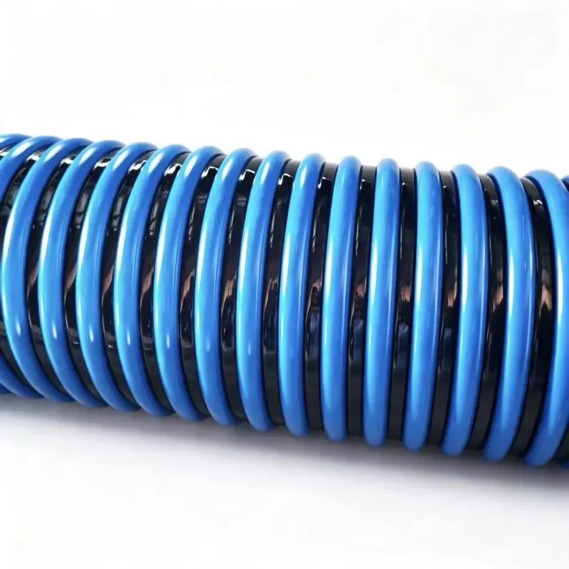 PVC Helix Reinforced Suction Hose — pvc suction hose manufacture blue detail
