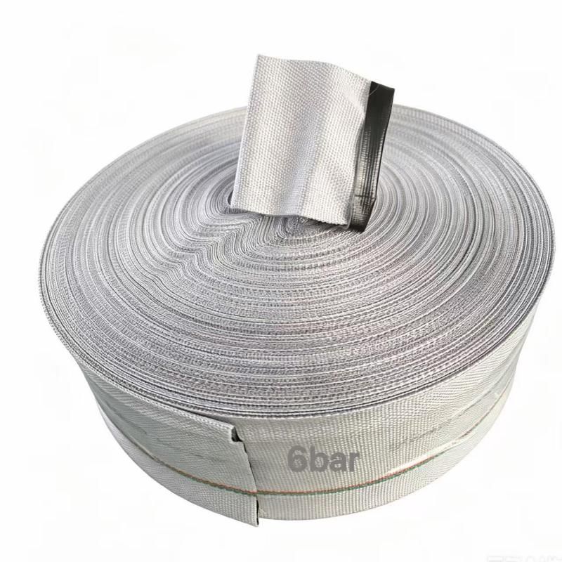 PE Wear-Resistant Woven Layflat Hose – Type 6 – PE wear resistant woven hose manufacture black 6bar label detail