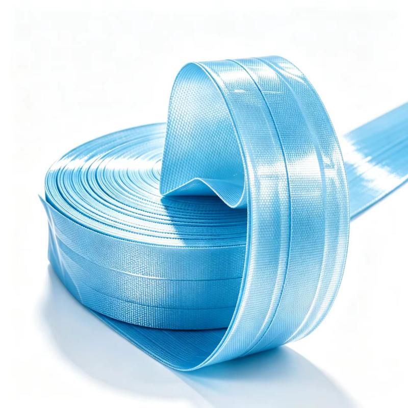 PVC Nano Layflat Hose – Blue 4 Bar — pvc nano layflat hose manufacture blue 4bar texture detail