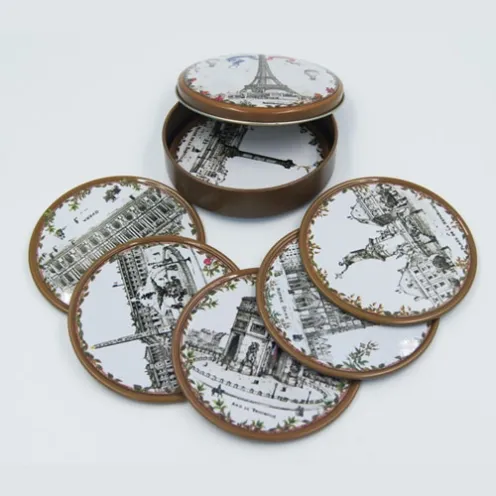 round tin coaster sets