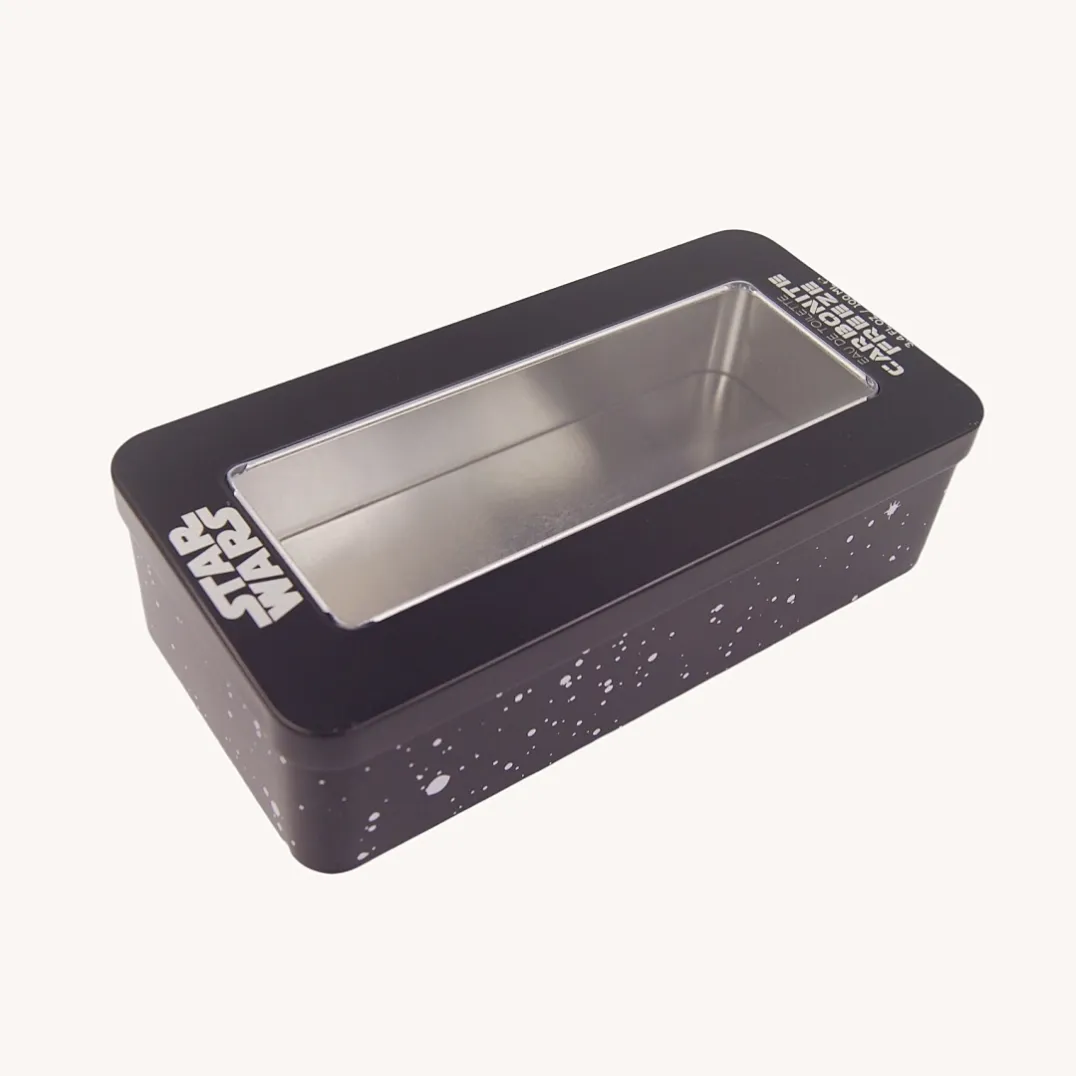 Rectangular Metal Tin Box With Window for Cosmetic Packaging
