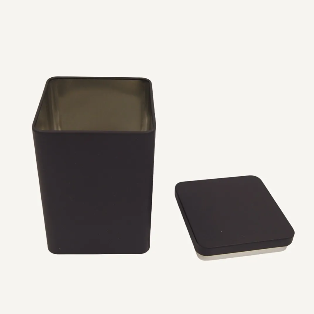 Custom Black Square Tea Tins For Tea Packaging Design3