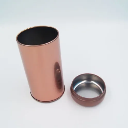 round tin box with rose gold color1