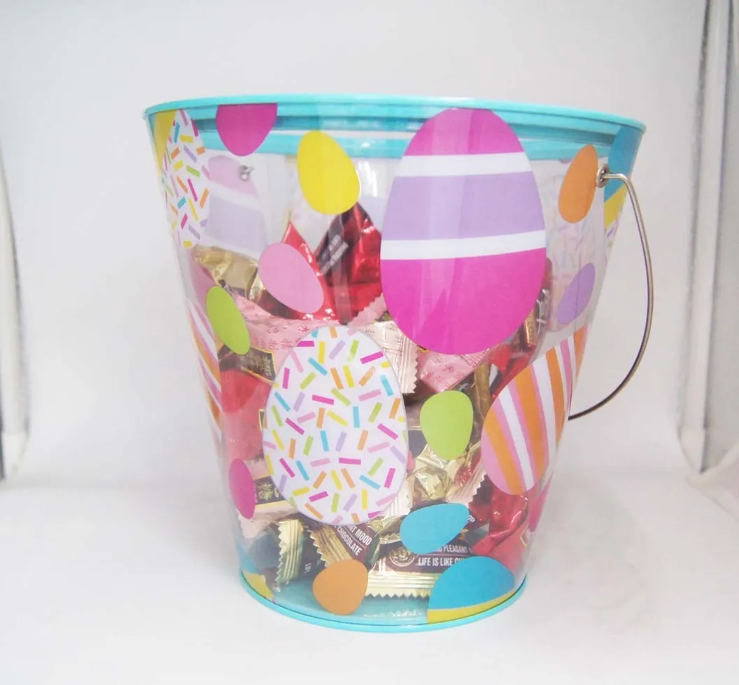 tin bucket with PET body for candies