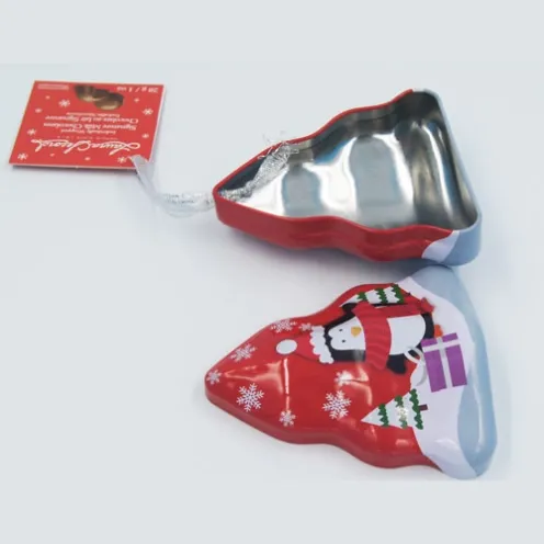 small chrismas tree tin box
