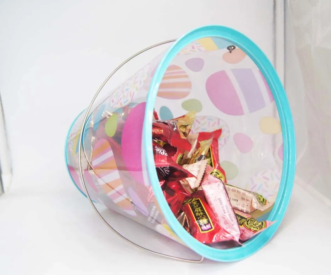 tin bucket with PET body for candies2