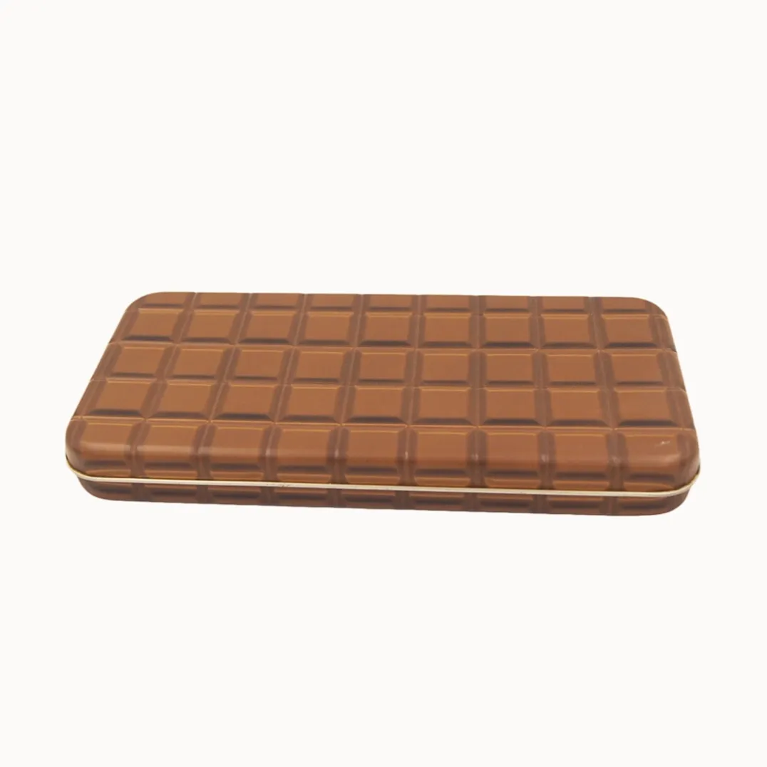 Custom Rectangular Metal Tin Pencil Box With Emboss Lid