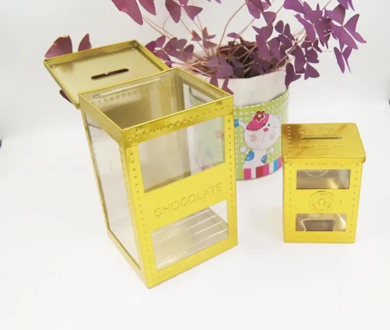 rectangular tin box with window on body