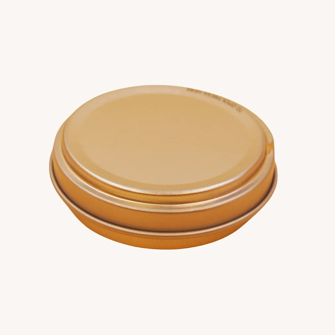 Round gold biscuit tin box with stacked lid
