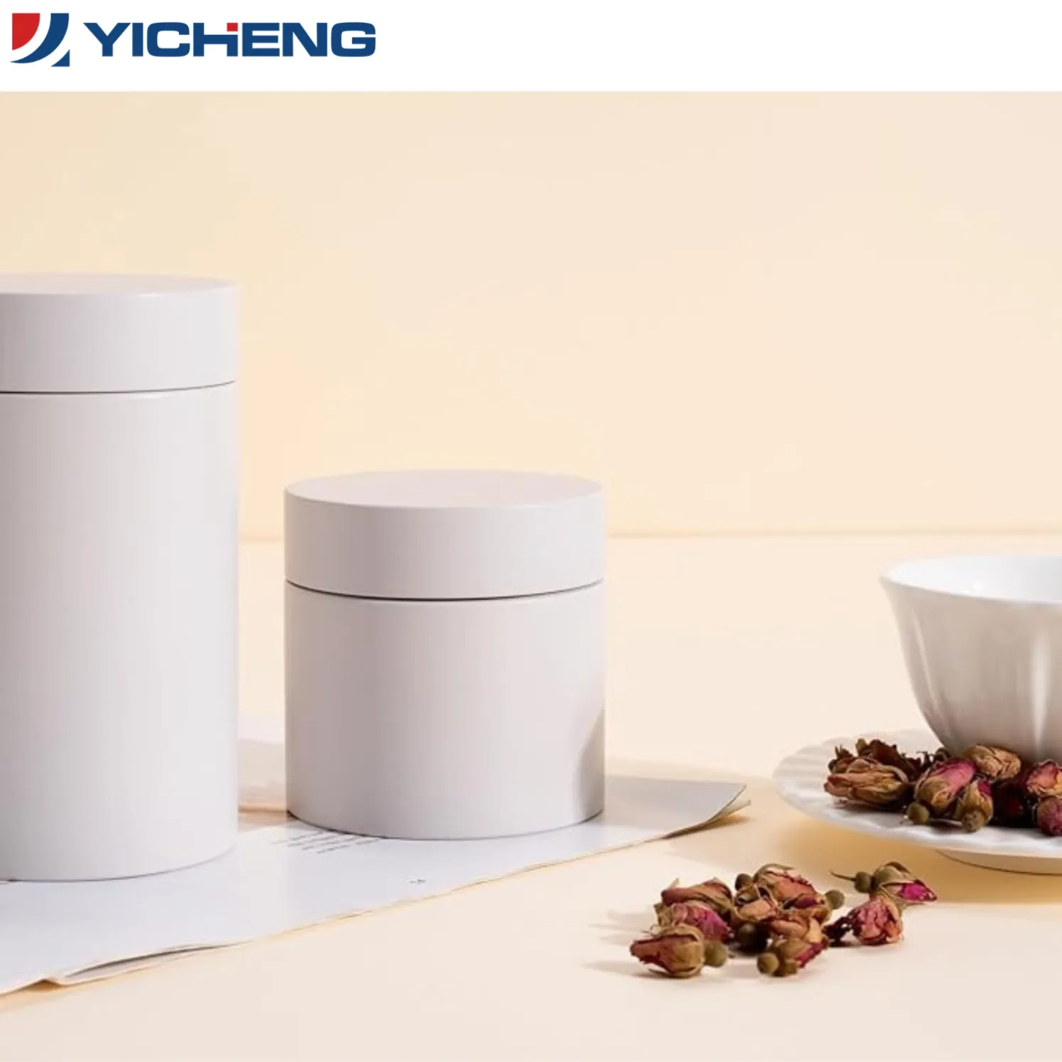 Elegant Airtight Matcha White Round Tea Tin