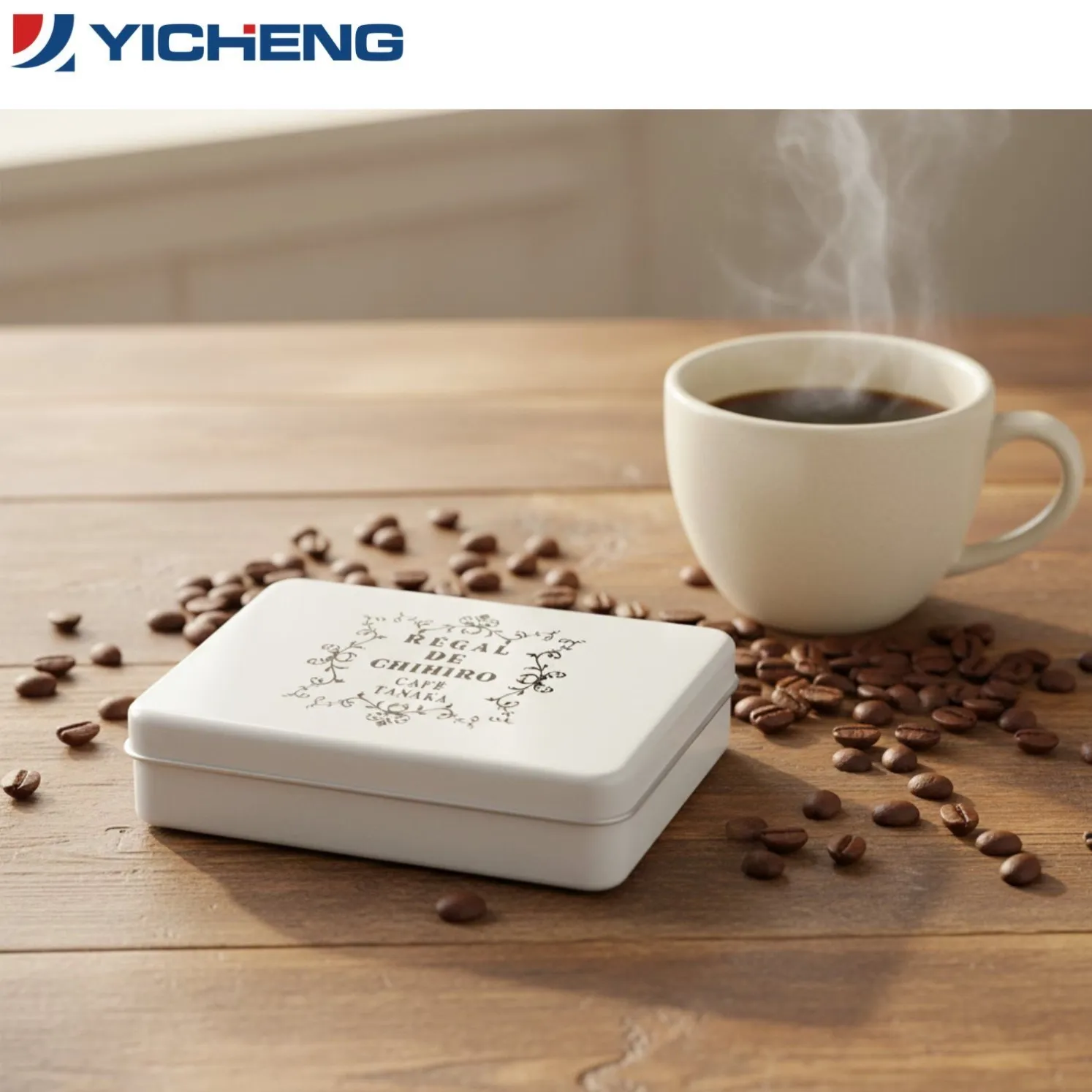 Elegant White Rectangular Decorative Tin Box